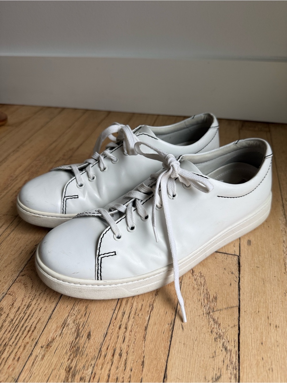 Prada White Leather Men's Sneakers